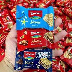 Bánh Xốp Loacker Minis 800g Mix 3 Vị - Hương Vị Châu Âu Tự Nhiên Nguyên Chất: Hazelnut, Dark Chocolate, Vanilla