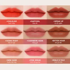 Son Nhung Lì 3CE Velvet Lip Tint Chính Hãng 4g - Chất Son Mịn Nhẹ, Lên Màu Chuẩn, Dành Cho Mọi Tông Da