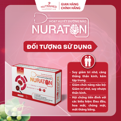 Viên uống hỗ trợ hoạt huyết Nuraton - Tăng cường tuần hoàn máu não, giảm đau đầu và mất ngủ - Thực phẩm chức năng cho người lớn (60 viên)