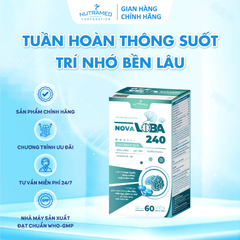 Viên uống hỗ trợ tuần hoàn não Novaloba 240 - Giảm đau đầu, mất ngủ - Bổ não Nutramed (60 viên)