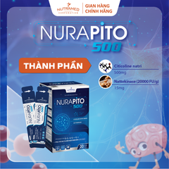 Gói Uống Nurapito 500 - Hỗ Trợ Phục Hồi Sau Tai Biến Mạch Máu Não, Tăng Cường Lưu Thông, Hạn Chế Xơ Vữa Mạch (20 Gói)