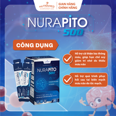 Gói Uống Nurapito 500 - Hỗ Trợ Phục Hồi Sau Tai Biến Mạch Máu Não, Tăng Cường Lưu Thông, Hạn Chế Xơ Vữa Mạch (20 Gói)