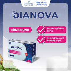 Viên uống Dianova - Hỗ trợ kiểm soát đường huyết hiệu quả, ngăn ngừa biến chứng tiểu đường (30 viên)