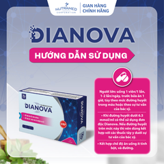 Viên uống Dianova - Hỗ trợ kiểm soát đường huyết hiệu quả, ngăn ngừa biến chứng tiểu đường (30 viên)