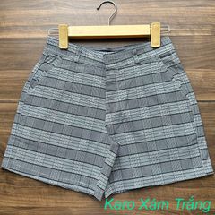 Quần Short Nữ Kaki Cotton Co Giãn Họa Tiết Karo - Thời Trang Nữ Thanh Lịch Cho Mọi Cô Gái