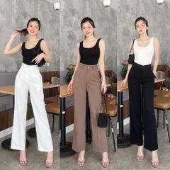 Quần Tây Nữ Ống Rộng Lưng Cao Dáng Suông - Quần Công Sở Thời Trang Hàn Quốc Màu Đen, Phù Hợp Đi Học và Đi Làm
