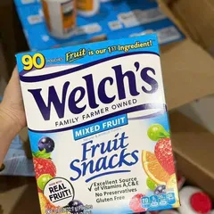 Kẹo Dẻo Trái Cây Welch's Fruit Snacks 90 Gói - Ngọt Ngào, Bổ Dưỡng, Giàu Vitamin C, Không Chất Béo, An Toàn Cho Trẻ Em