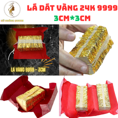 Lá vàng 24K thật 9999 trang trí nội thất - Kích thước 3cm x 3cm - Quà tặng đặc biệt cho tín đồ yêu thích đồ phong thủy