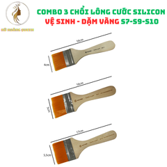 Combo 3 Chổi Silicon Mềm Đầu Vuông - Dụng Cụ Vệ Sinh và Dặm Vàng Chất Lượng Cao, Thích Hợp Quét Sơn và Trang Trí Bánh