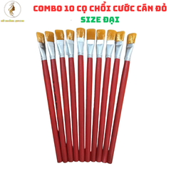 Combo 10 Cọ Chổi Cước Cán Đỏ Size Đại - Quét Keo Phủ và Vệ Sinh Tiện Lợi, Sản Phẩm Văn Phòng Phẩm Chất Lượng Cao