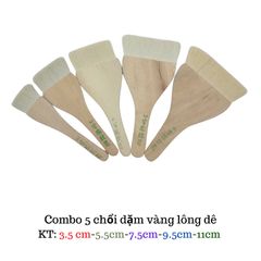 Combo 5 Chổi Lông Dê Mềm Mại Đầu Bằng - Dụng Cụ Vệ Sinh Dát Vàng, Không Gây Xước Bề Mặt Vàng