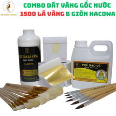 Bộ Combo Dát Vàng Gốc Nước 1500 Lá B Giòn Hacowa - Phụ Kiện Dát Vàng Hoa Quả Dừa Tết, Thạch Cao, Xi Măng, Giấy Vải