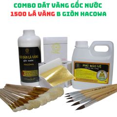 Bộ Combo Dát Vàng Gốc Nước 1500 Lá B Giòn Hacowa - Phụ Kiện Dát Vàng Hoa Quả Dừa Tết, Thạch Cao, Xi Măng, Giấy Vải