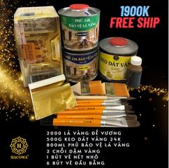 Bộ Dát Vàng 2000 Lá Vàng B Giòn Đài Đế Vương - Combo Dụng Cụ Dát Vàng Chất Lượng Cao cho Gỗ, Kim Loại, Đá, Gốm Sứ, Thủy Tinh