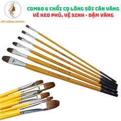 Bộ Bút Vẽ Lông Sói 6 Cái Tái Sử Dụng - Dành Cho Vẽ Tranh, Vẽ Nhũ, Và Họa Tiết Nhỏ Trên Đồ Thờ, Nội Thất