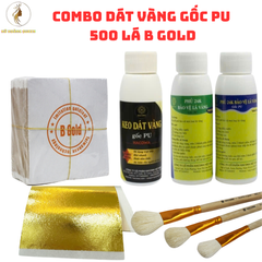 Combo Dát Vàng Gốc PU 500 Lá Vàng B Gold - Bộ Phụ Kiện Dát Vàng Cho Gỗ, Kim Loại, Nhựa, Đá, Thủy Tinh, Gốm Sứ
