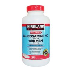 (Hàng công ty) Kirkland Glucosamine HCL 1500mg with MSM 1500mg hộp 375 viên Nắp đỏ 550 Viên