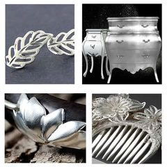 Sét 10 Lá Bạc Thật 11cm - Dát Vàng, Trang Trí Bánh, Thực Phẩm, Đồ Nội Thất Cao Cấp, Đồ Thờ, Tượng Phật