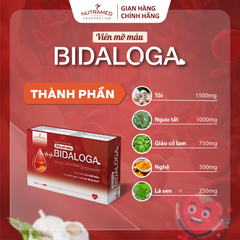 Viên uống Bidaloga hỗ trợ giảm mỡ máu, hạn chế xơ vữa động mạch (30 viên)