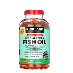 Dầu Cá Alaska Hoang Dã Kirkland Signature 1400mg 230 Viên - Omega-3 Tự Nhiên, Chất Lượng Cao, Bảo Vệ Môi Trường