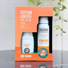 Set chống nắng ISDIN Fusion Water Magic SPF50 & Xịt Transparent Spray SPF50 - Bảo vệ da mặt và cơ thể hiệu quả, tiện lợi cho hoạt động ngoài trời.