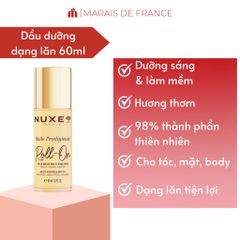 Dầu Dưỡng Đa Năng Dạng Lăn Nuxe Huile Prodigieuse 60ml - Chăm Sóc Da Mặt, Cơ Thể & Tóc, Pháp, Hương Thơm Tinh Tế