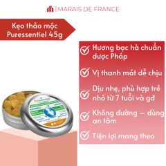 Kẹo ngậm thảo mộc Puressentiel Respiratory 45g – Giải pháp giảm ho, rát họng, khàn tiếng tự nhiên không đường, thơm mát dễ chịu