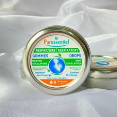 Kẹo ngậm thảo mộc Puressentiel Respiratory 45g – Giải pháp giảm ho, rát họng, khàn tiếng tự nhiên không đường, thơm mát dễ chịu