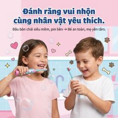 Bàn Chải Đánh Răng Cho Bé Mr White - Bàn Chải Điện Rung Nhẹ An Toàn cho Trẻ Từ 3 Tuổi, Lông Mềm Nhập Khẩu Từ Pháp