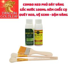 Keo Phủ Dát Vàng Gốc Nước 100ml - Kèm Chổi Cọ Vẽ, Dùng Cho Hoa Quả, Thạch Cao, Xi Măng, Đồ Da, Giấy Vải