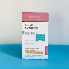 Viên Uống Sáng Da Biocyte Éclat Extrême 120 Viên - Hỗ Trợ Mờ Thâm Nám, Da Rạng Rỡ Từ Chiết Xuất Dầu Tằm Trắng và Cà Chua Trắng Chính Hãng Pháp