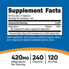 Viên uống bổ sung Magnesium+ Extra-Strength 420mg Nutricost - Hỗ trợ căng thẳng, giấc ngủ và sức khỏe cơ thể - 240 viên nhập Mỹ