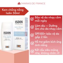Kem Chống Nắng Isdin FotoUltra Solar Allergy Fusion Fluid SPF50+ - Bảo Vệ Da Nhạy Cảm, Dưỡng Ẩm và Làm Dịu Da 50ml