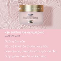 Tester Kem Dưỡng Ẩm Isdinceutics Hyaluronic Moisture Sensitive 50g - Dành Cho Da Nhạy Cảm, Cấp Ẩm & Phục Hồi Da, Chất Kem Nhẹ Thoáng Mát