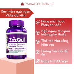 Kẹo Ngủ Vicks ZzzQuil Sleep Gummies - Hỗ Trợ Ngủ Ngon 60 Viên, Giúp Ngủ Nhanh Hơn, Không Gây Nghiện, Hương Trái Cây Rừng