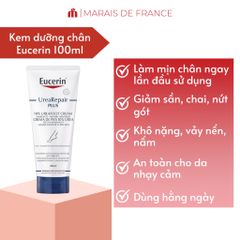 Kem Dưỡng Da Chân Eucerin UreaRepair PLUS 10% Urea - Giải Pháp Giảm Nứt Nẻ, Cấp Ẩm Chuyên Sâu, Dưỡng Mềm Da Khô 100ml