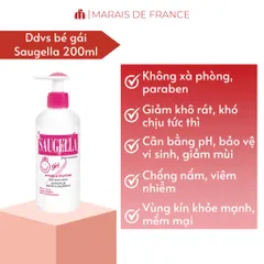 Dung Dịch Vệ Sinh Bé Gái Saugella Girl 200ml - An Toàn, Dịu Nhẹ, Bảo Vệ Vùng Kín Hằng Ngày Cho Bé Từ 3-12 Tuổi