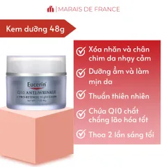 Kem Dưỡng Eucerin Q10 Anti-Wrinkle 48g - Chăm Sóc Da Nhạy Cảm, Cấp Ẩm Sâu, Làm Mờ Nếp Nhăn, Dưỡng Da Mịn Màng