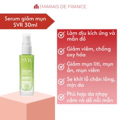 Serum Giảm Mụn SVR Sebiaclear 30ml - Mờ Thâm, Kiểm Soát Dầu Cho Da Dầu, Sữa Lỏng Giúp Bề Mặt Da Mịn Màng, Sáng Khỏe