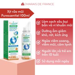 Xịt Rửa Mũi Puressentiel 100ml - Nước Biển và Hoa Cúc Bio, Giảm Nghẹt Mũi An Toàn, Không Cồn, Dành Cho Người Nhạy Cảm