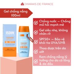 Kem Chống Nắng Toàn Thân Isdin Fusion Gel Sport SPF 50 - Gel Chống Nắng Siêu Nhẹ, Chống Nước, Thích Hợp Cho Vận Động Ngoài Trời - 100ml