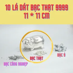 Sét 10 Lá Bạc Thật 11cm - Dát Vàng, Dát Bạc Trang Trí Bánh và Đồ Nội Thất Cao Cấp - Sản Phẩm An Toàn Cho Thực Phẩm