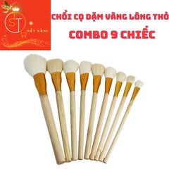 Combo 9 Chổi Cọ Lông Thỏ Quét Vẽ Keo Dát Vàng - Vệ Sinh Và Dặm Vàng Tiện Lợi, Bền Đẹp, Không Rụng Lông