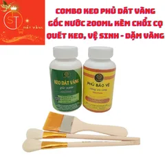 Keo Phủ Dát Vàng Gốc Nước 200ml Kèm Chổi Cọ Vẽ - Tiện Dụng Cho Hoa Quả, Thạch Cao, Xi Măng, Giấy, Vải, Đồ Da