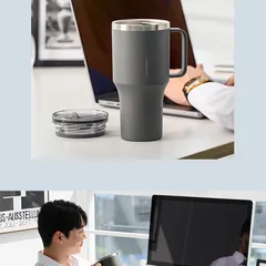 Ly Giữ Nhiệt LocknLock Metro King Tumbler 820ml Có Quai Cầm - Bình Giữ Nhiệt Thép Không Gỉ Màu Xám, Giữ Nóng 3 Giờ, Duy Trì Nhiệt Độ Lý Tưởng