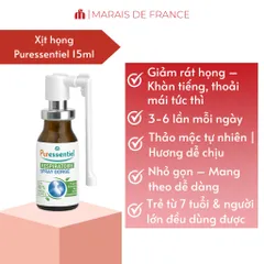 Xịt Họng Keo Ong Puressentiel 15ml - Giảm Ho, Làm Dịu Họng Tức Thì, Chăm Sóc Hô Hấp Từ Thiên Nhiên, An Toàn Cho Cổ Họng
