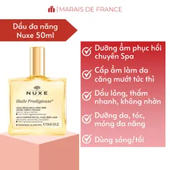 Dầu Khô Đa Năng Nuxe Huile Prodigieuse 50ml - Dưỡng Da & Tóc Mềm Mại, Chống Oxy Hóa, Hương Hoa Dịu Nhẹ, Hàng Chính Hãng từ Pháp