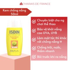 Kem Chống Nắng ISDIN Fusion Water Magic SPF50 - Dạng Nước, 50ml, Dành Cho Da Dầu, Thể Thao, Bảo Vệ Da Ngoài Trời