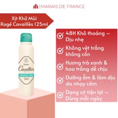 Xịt Khử Mùi Rogé Cavaillès Dermato 48H - Dành cho Da Nhạy Cảm, Hương Trà Xanh & Hoa Trắng 125ml, Kiểm Soát Mùi Hiệu Quả, An Toàn