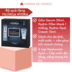 Hộp Quà Tặng Filorga Hydra-Hyal 3 Món - Serum 30ml, Kem Dưỡng 15ml, Mặt Nạ Cấp Ẩm - Dưỡng Da Khô, Sáng Mịn, Chống Lão Hóa